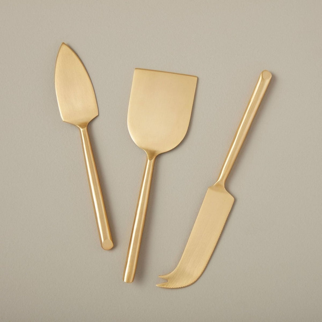Buy Matte Gold Cheese Set - cheese knife and board set by Giftmix